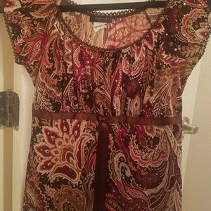 Blouse brown with Orange